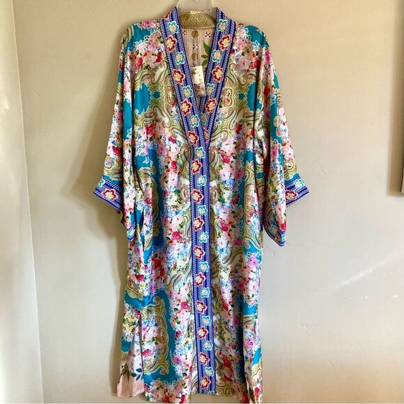 NEW Johnny Was Rivoray Nani Kimono Reversible Long Coat Silk Embroidered Size L - Picture 9 of 16